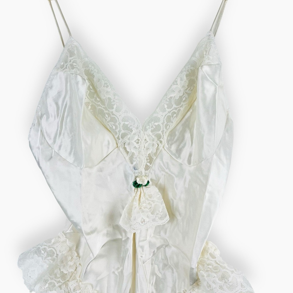 Vintage Shirley of Hollywood Ivory Bodysuit Off White Lace Lingerie Teddy Bridal - Picture 2 of 8